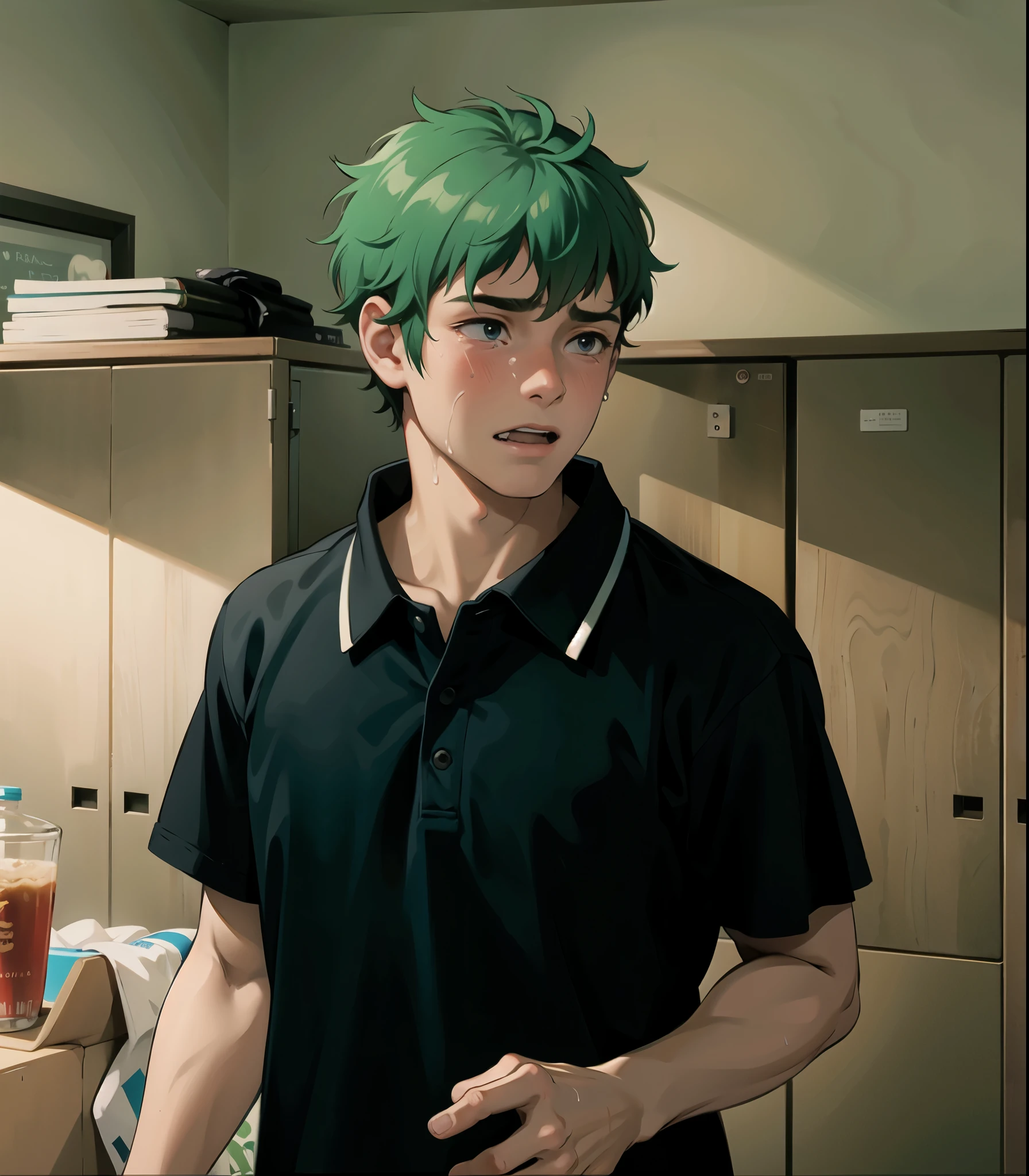 cute 16 year old boy is sad crying