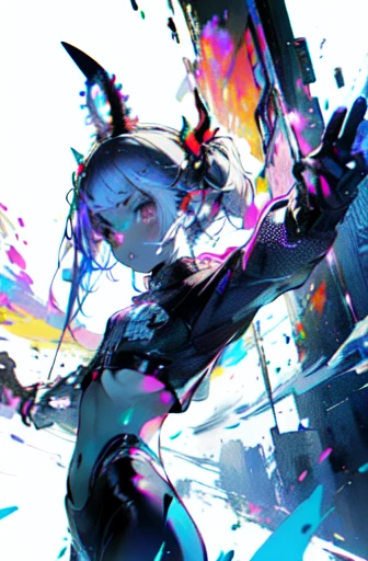 magazine,leaning buck with hands out in the air,girl from upper view、succubus, twin tail hair, relax, ((((masterpiece)))), very_high_resolution, high quality, full color, large_filesize, illust,(flat color:1.5),(colorful),