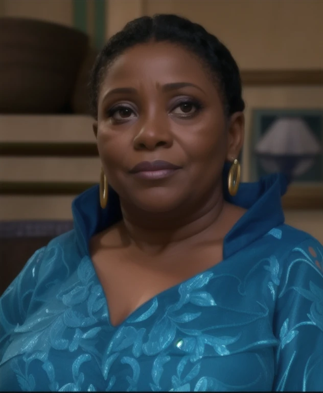 mujer,primera dama de Ghana , tiene piel oscura, he is 63 years old,ella esta mirando al frente