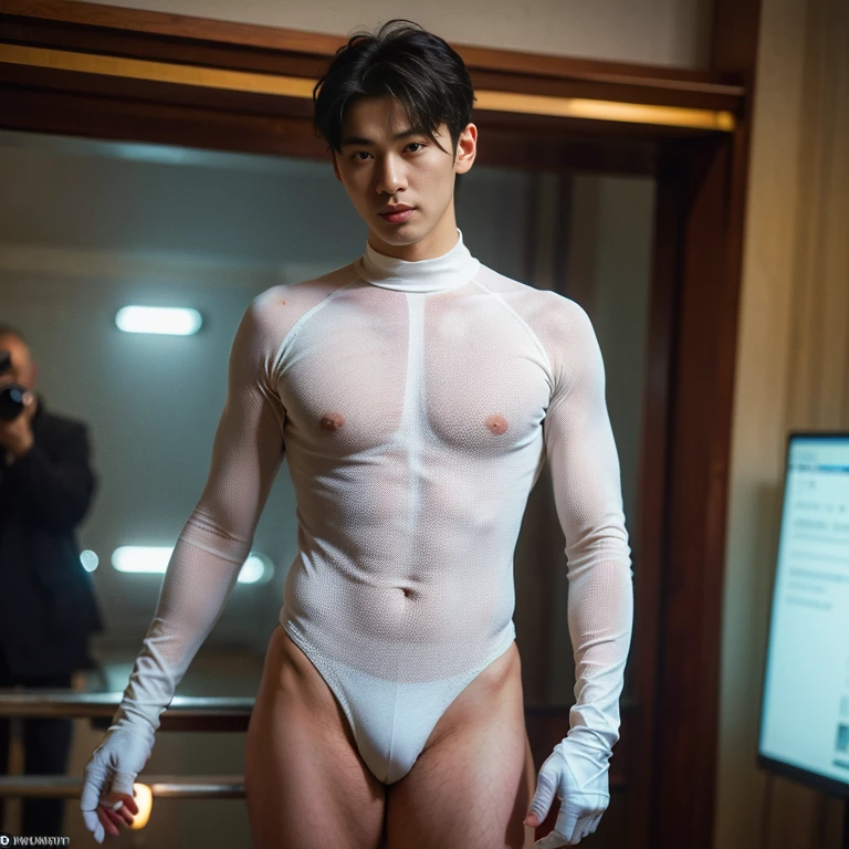 (masutepiece,High resolution,ultra - detailed:1.0),1(Boy,Robot Boy),Perfect male body,Look at the camera,Delicate eyes and delicate face,extremely details CG,Unity 8k wallpaper,intricate-detail,solo person,Detailed face, (Futuristic skin-perfect white bodysuit), Best Quality, hands visible, (White Gloves), Beautiful and delicate blue short hair:1.5 , full length shot(fls) , big thighs , big hips , insane details, hyper details , photorealistic , only male , handsome boy , fat buttock , puffy nipples , 16k resolution , ultra-high clarity , hyperrealism, uhd,. K-pop idol ,   whore , slutty whore , swollen nipples , defeat , grins ,thick thighs, thick booty. Fat buttocks , male , wide his , wide pelvis
