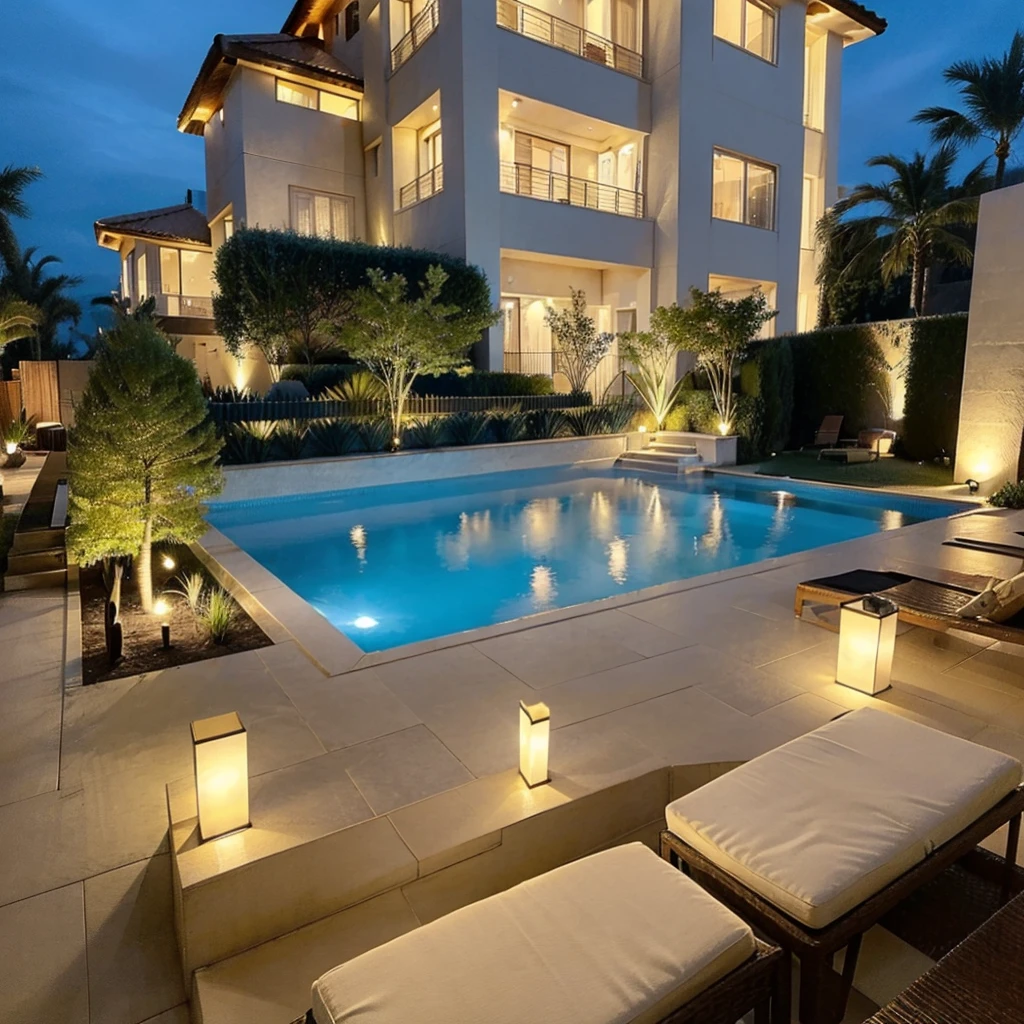 1bigger house, luxury house, house golden colour, billionaire house, front swimming pool, 