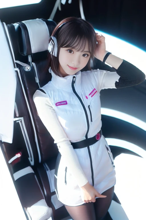 ((NSFW: 1.4)), (acrobatic pose):10,((Detailed face, Professional photography)), ((NSFW, zettai ryouiki, 1 girl)), Ultra-high resolution, (Realistic: 1.4), RAW Photos, highest quality, (PhotoRealistic Stick), concentrated, Soft Light, ((30 years old)), ((Japanese)), (( (Young Face))), (surface), (Depth of written boundary), masterpiece, (Realistic),(inside ISS):3, woman, ,astrovest:2,headphone:2,smartwatch,,bangs, ((1 girl)),(black sleeves):2,(black tights):2,inside spacestation,inside spacecraft,,zero gravity,smile,open leg,blush:1.5,hidden hands,neotech