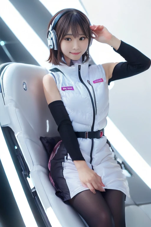 ((NSFW: 1.4)), (acrobatic pose):10,((Detailed face, Professional photography)), ((NSFW, zettai ryouiki, 1 girl)), Ultra-high resolution, (Realistic: 1.4), RAW Photos, highest quality, (PhotoRealistic Stick), concentrated, Soft Light, ((30 years old)), ((Japanese)), (( (Young Face))), (surface), (Depth of written boundary), masterpiece, (Realistic),(inside ISS):3, woman, ,astrovest:2,headphone:2,smartwatch,,bangs, ((1 girl)),(black sleeves):2,(black tights):2,inside spacestation,inside spacecraft,,zero gravity,smile,open leg,blush:1.5,hidden hands,neotech