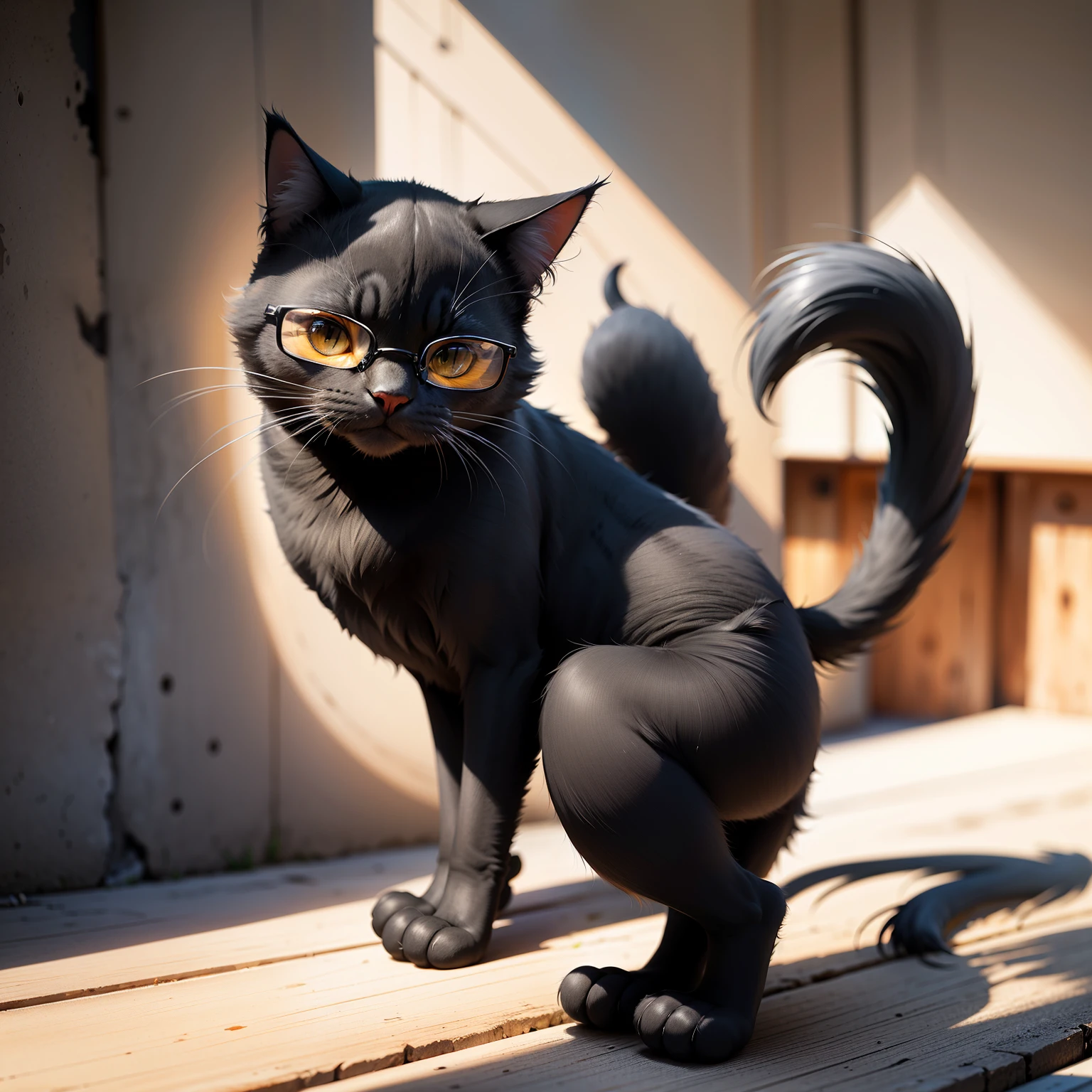 Generate a cat with a cap and dark glasses
This prompt picture shows a feline creature donning an unusual accessory - a cap sits comfortably on its head, while its dark glasses hide its eyes from prying gazes. The cat's fur is sleek and shiny, blending shades of black and gray in the sunlight. Its tail twitches in curiosity, swaying gently from side to side. This enigmatic feline seems like it is ready for an unexpected adventure, blending into the shadows or surprising its admirers with sudden appearances.