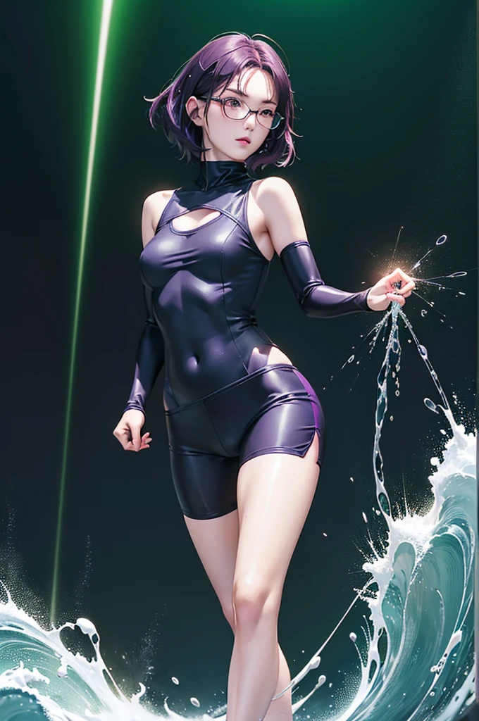 Highest quality, masterpiece, Ultra-high resolution, (Realistic:1.4), RAW Photos, Intricate details, ((Perfect Anatomy)), Big beautiful eyes, Perfect contours, masterpiece, One Girl, Shortcuts, Medium Chest, Olympic Swimmer, (one piece, turtleneck,Sleeveless), Transparent and clear sapphire glass swimsuit, 　tight high leg swimsuit, ((Shooting from below, look up:1.2)), Portraiture, ((Chest close-up)), View your audience, Outdoor swimming pool, Partially submerged, Wet Skin, Quiet Smile, (Underarm)