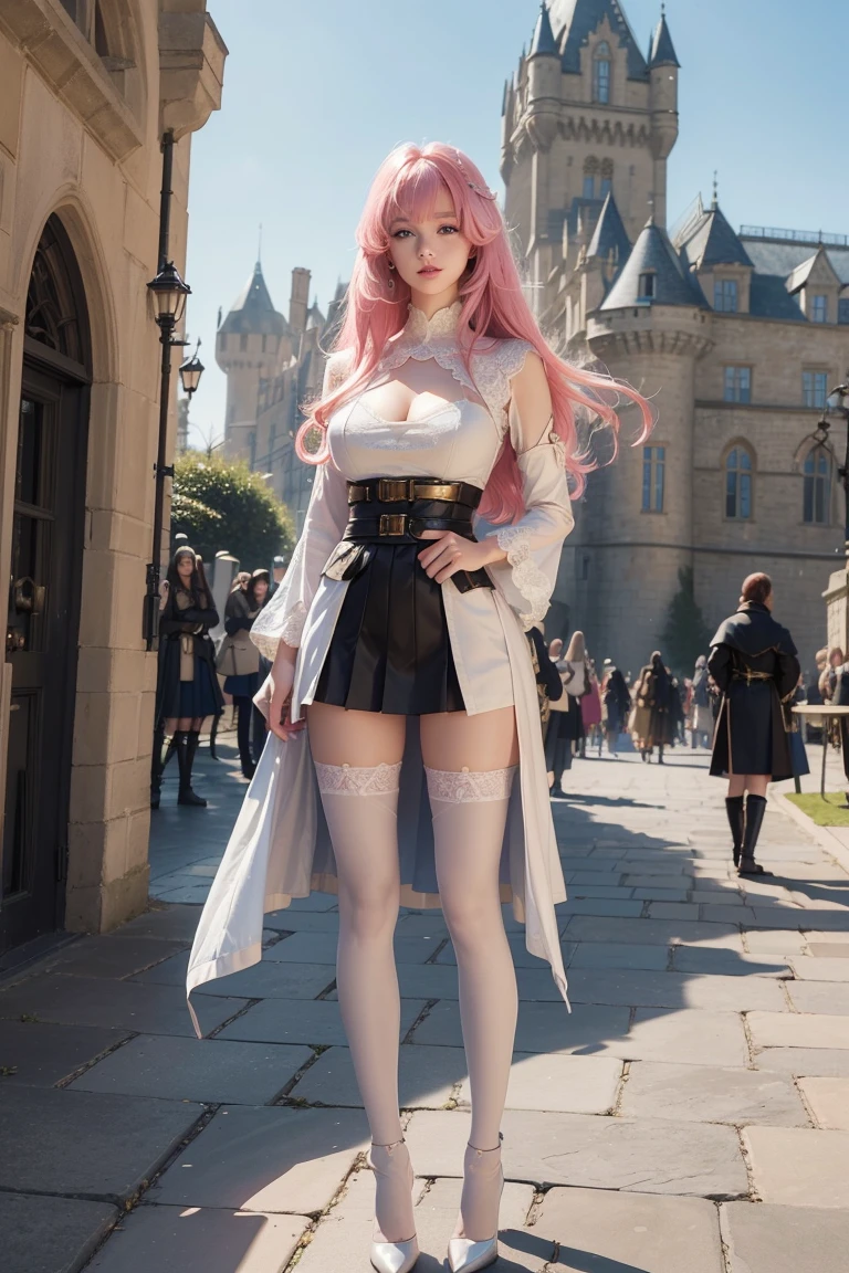 masterpiece, top-quality, Adults, different color, finely eye and detailed face, intricate detailes, Wizarding World Costumes, Inside the coffee shop, During the walk, A smile, Happiness, tenderness, youthfulness, high-level image quality、 Beautuful Women、tall、window、𝓡𝓸𝓶𝓪𝓷𝓽𝓲𝓬、Englishman, Idol Photos, k pop, Professional Photos, the witch, Fedoman with necklace, inspired by Sim Sa-jeong, Androgynous witch, :9 detailed face: 8, extra detailed face, detailed punk hair, ((Light blue eyes)) baggy eyes, Seductive. Highly detailed, semi realistic anime, Vampires, hyperrealistic , Delicate androgynous princess, imvu, Woman with long hair, Woman with a gentle expression, ((Woman with pretty long pink hair and light blue eyes)),