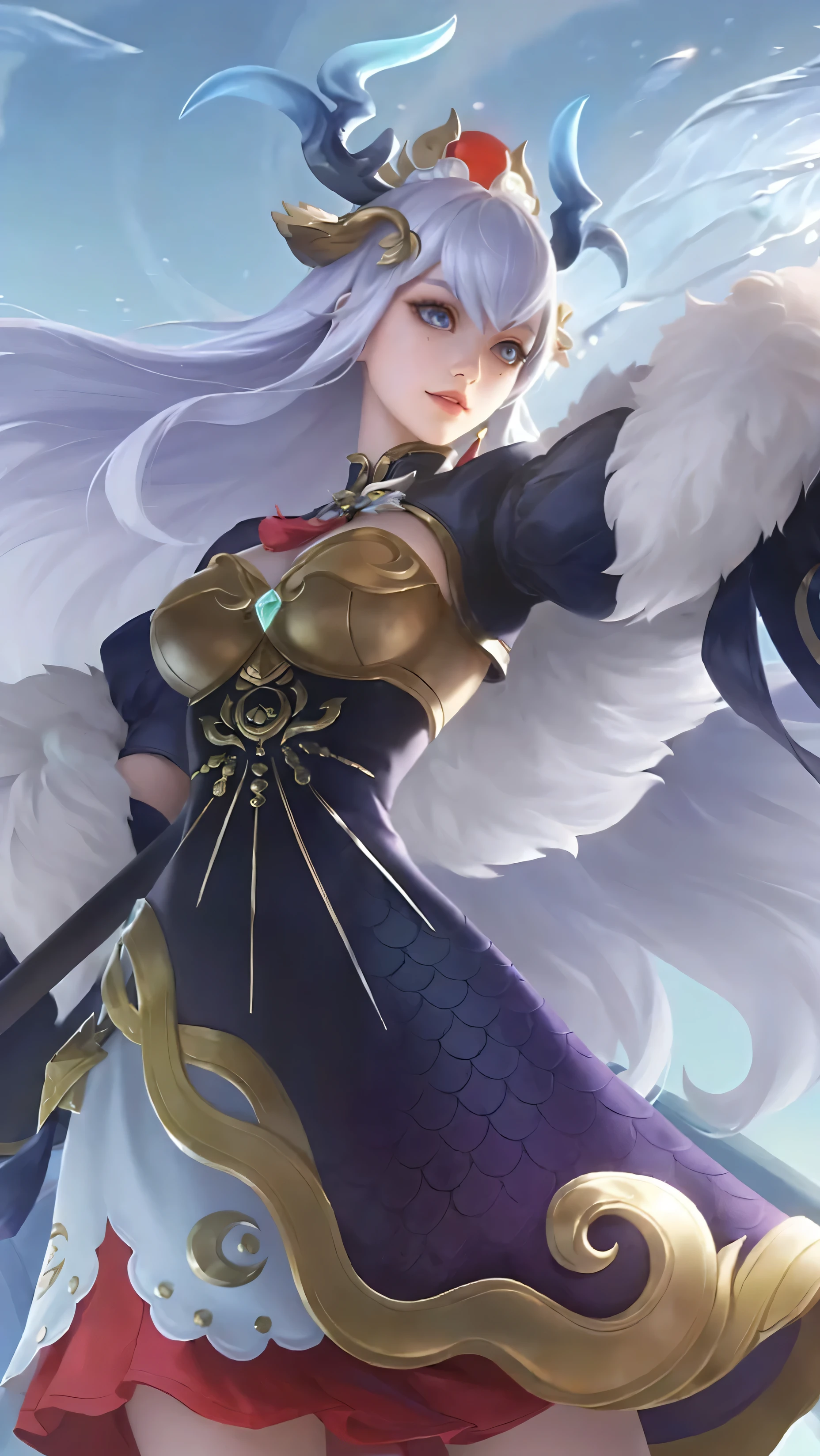 anime girl with wings and a sword in a dress,