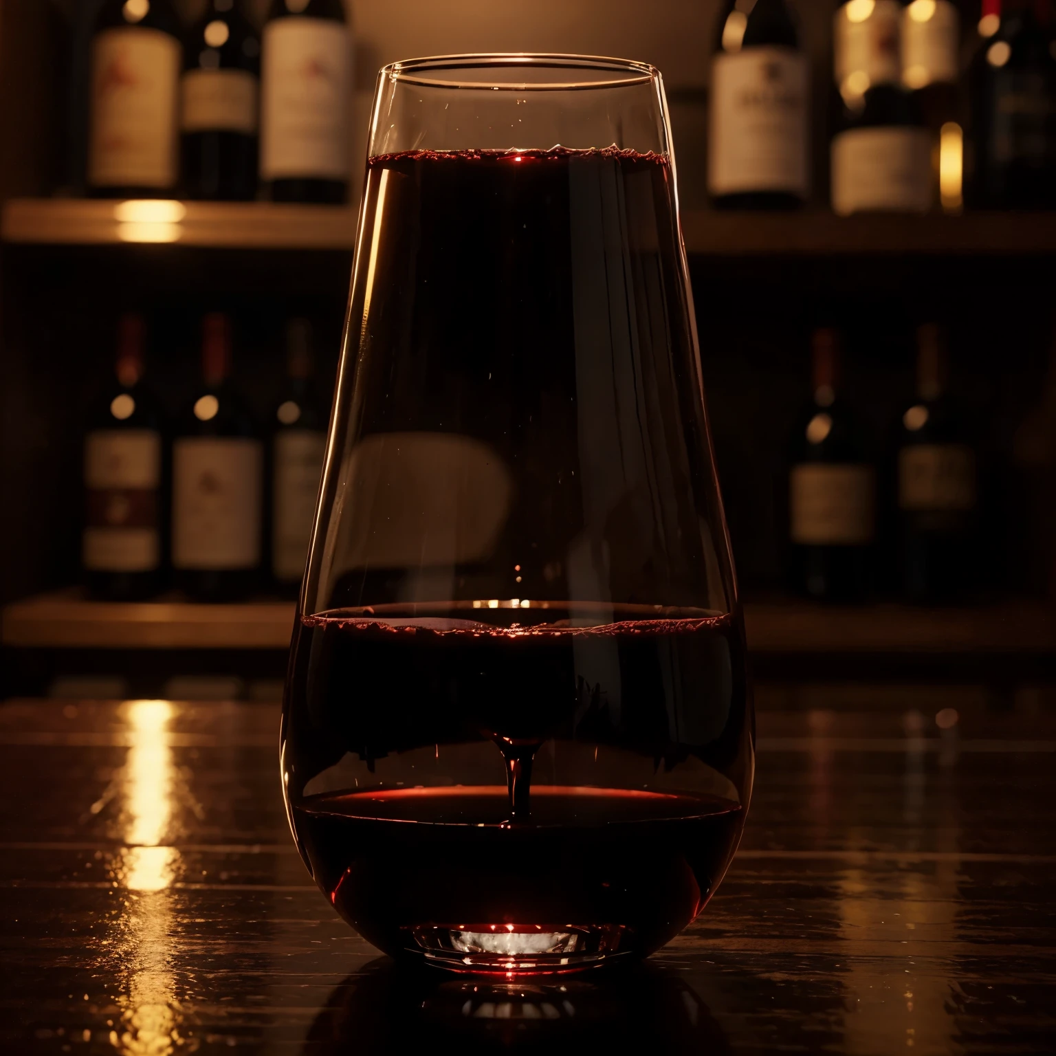 Red wine in a glass in a middle of black backround logo