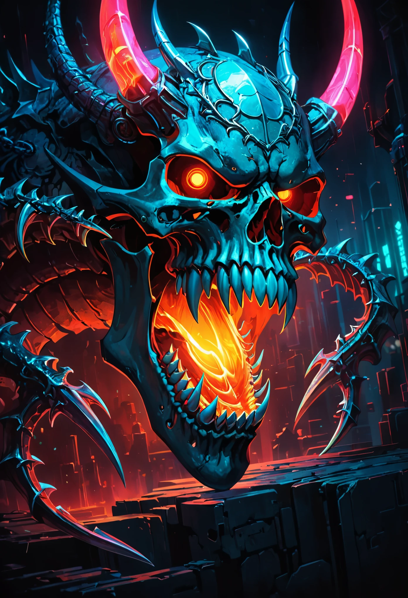 ((best quality)), ((masterpiece)), ((realistic,digital art)), (hyper detailed), Demonic Monster Portraits Bat Cursed Castle Dracula's Dentures Mummy Wraps Malevolent Smile Tombstone Spotlight Tarantula Masquerade Parties