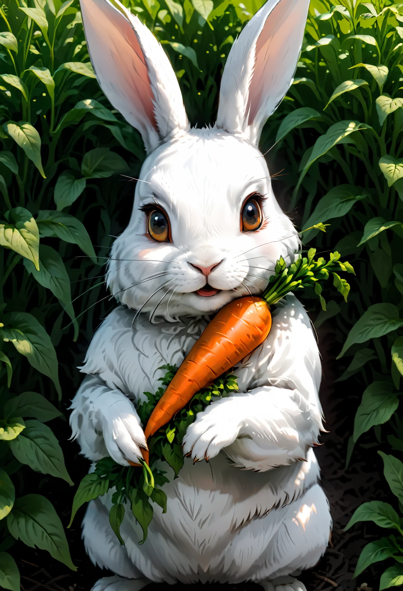 Rabbit, I have a carrot, Staring at a carrot