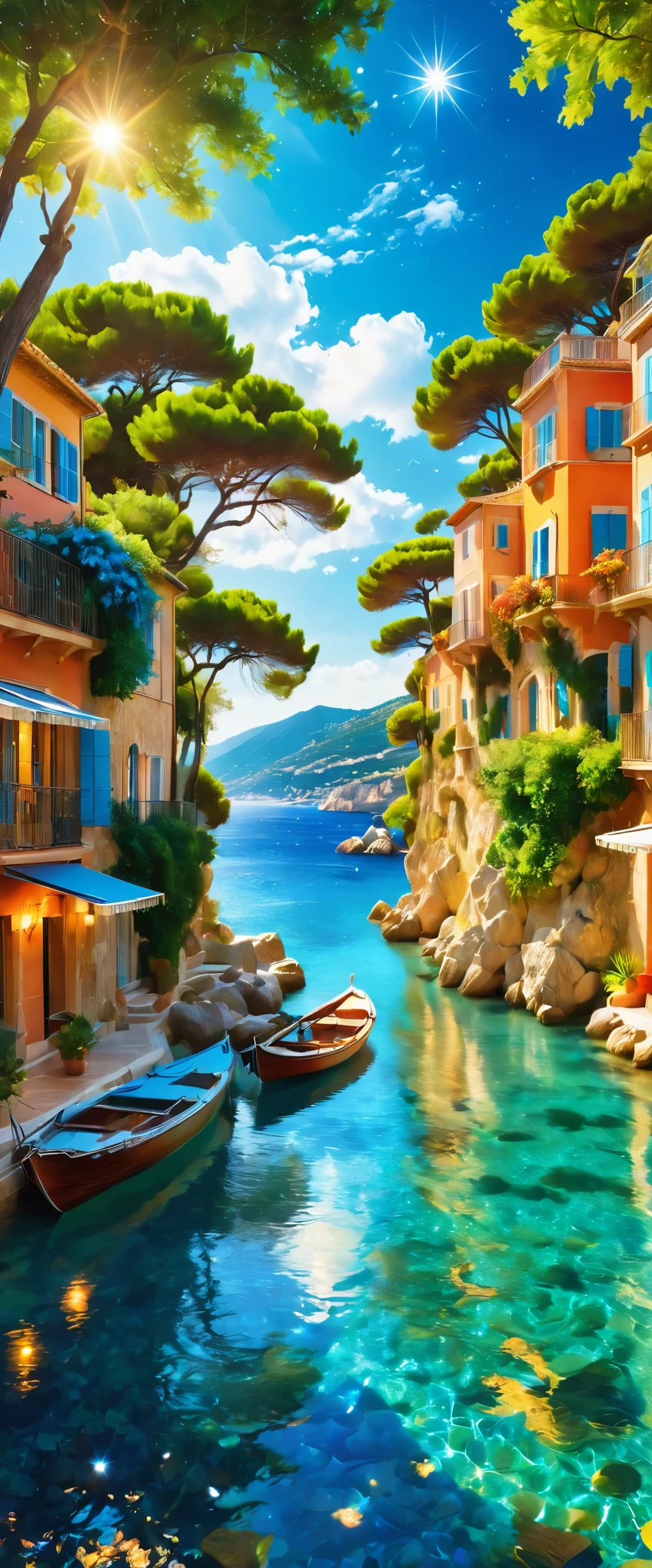 Cote d&#39;Azur:South of France:A coastline known as a scenic resort,Resort scenery,holiday,美しい風景photograph,Fantasy,Dreamy,Beautiful sea,高品質でwonderful家具:Designer furniture,A beautiful sky spreads out,dream-like,summer,cloud,Sky blue,Marine blue,wonderful景色が広がる,Luxury Resorts,Extravagant space,Soft mouth cap,Surrounded by abundant nature,Highestの時間をあなたに,Highest品質,photograph,Structurally correct,Perfect composition,広告用に撮影されたphotograph,Beautiful light and shadow,Photographed by a professional photographer,Highestのリゾート地に選ばれた,Rich colors,Cast colorful spells,detailed,wonderful,wonderful,South of France,Light effects,Glitter,reflection,night,night空,star,Highest