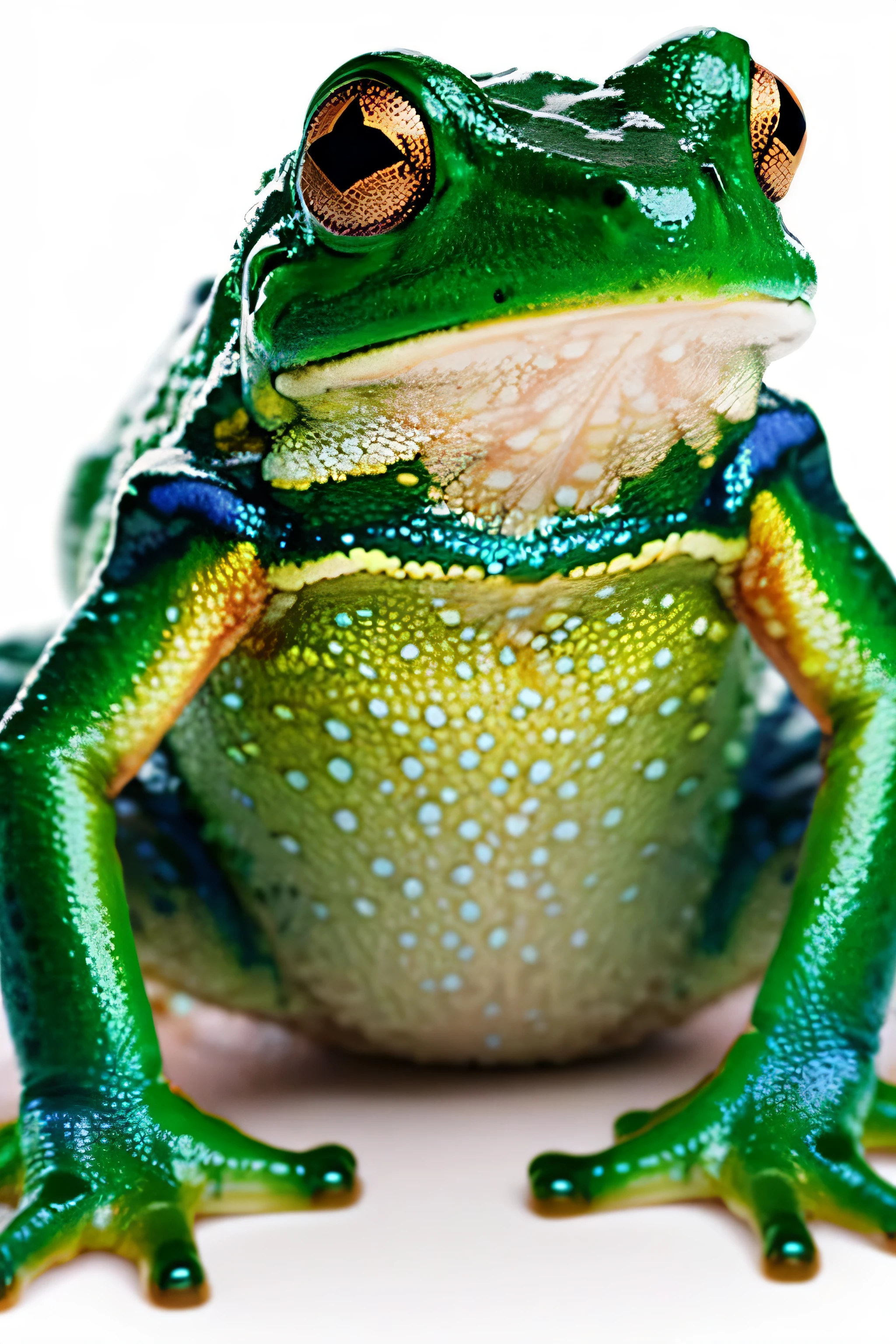 amphibians、Facing forward、Color is red、The eyes are a little big、the face is slightly round、Frog、blue
