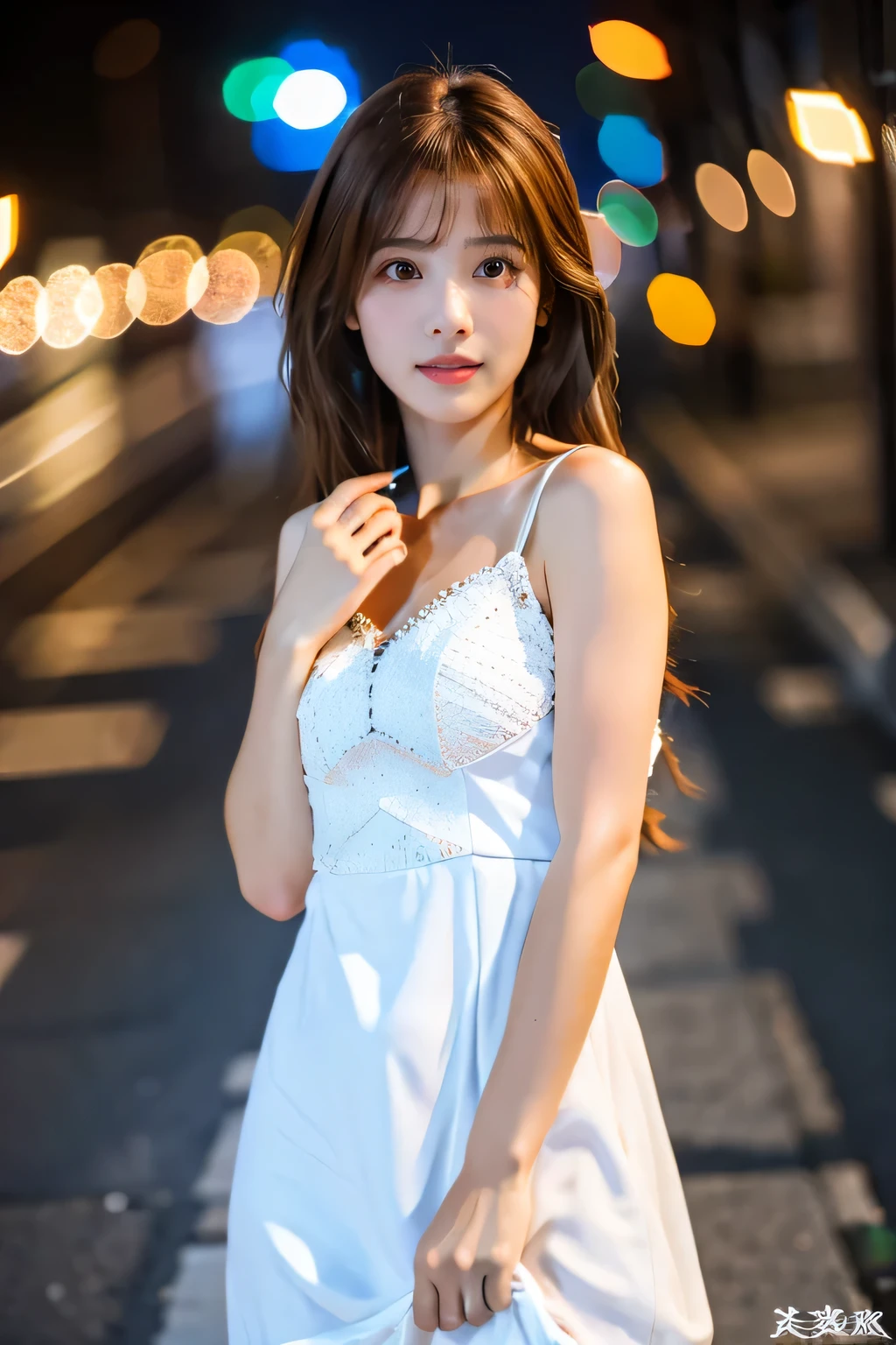 (Woman posing on street corner in transparent dress, highest quality, ((High Definition))), 8k, 1 girl, (huge breasts), Daytime, Bright, Outdoor, (Street: 0.8), (People, Crowd: 1), (Naked: 1.5), Gorgeouedium hair), Beautiful detailed sky, Beautiful earrings, (Dynamic pose: 0.8), (Upper body: 1.2), soft lighting, wind, Lustrous skin, gaze