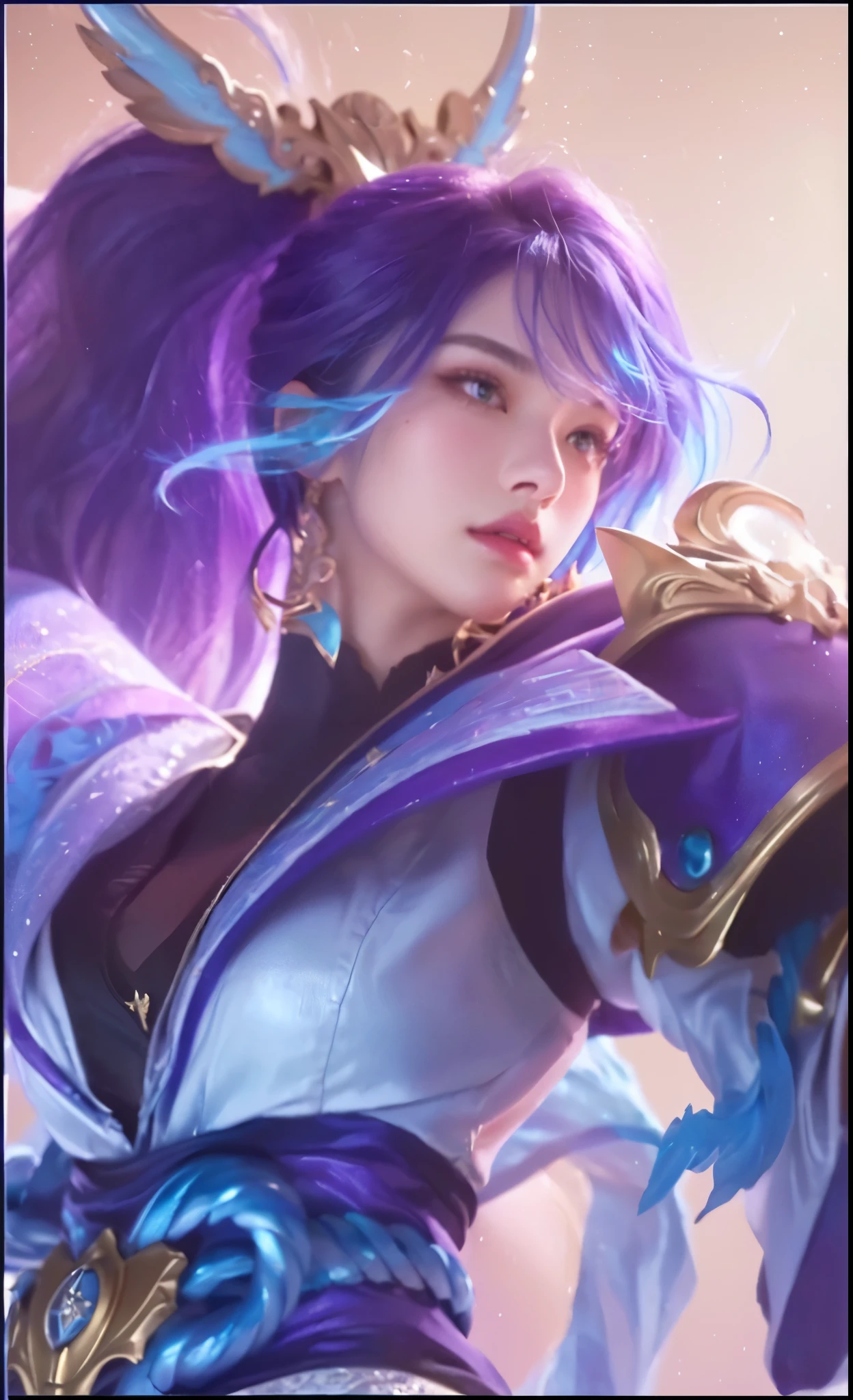 a close up of a woman with purple hair, extremely detailed artgerm, style artgerm, artgerm detailed, artgerm style, trending artgerm, style of artgerm, as seen on artgerm, portrait knights of zodiac girl