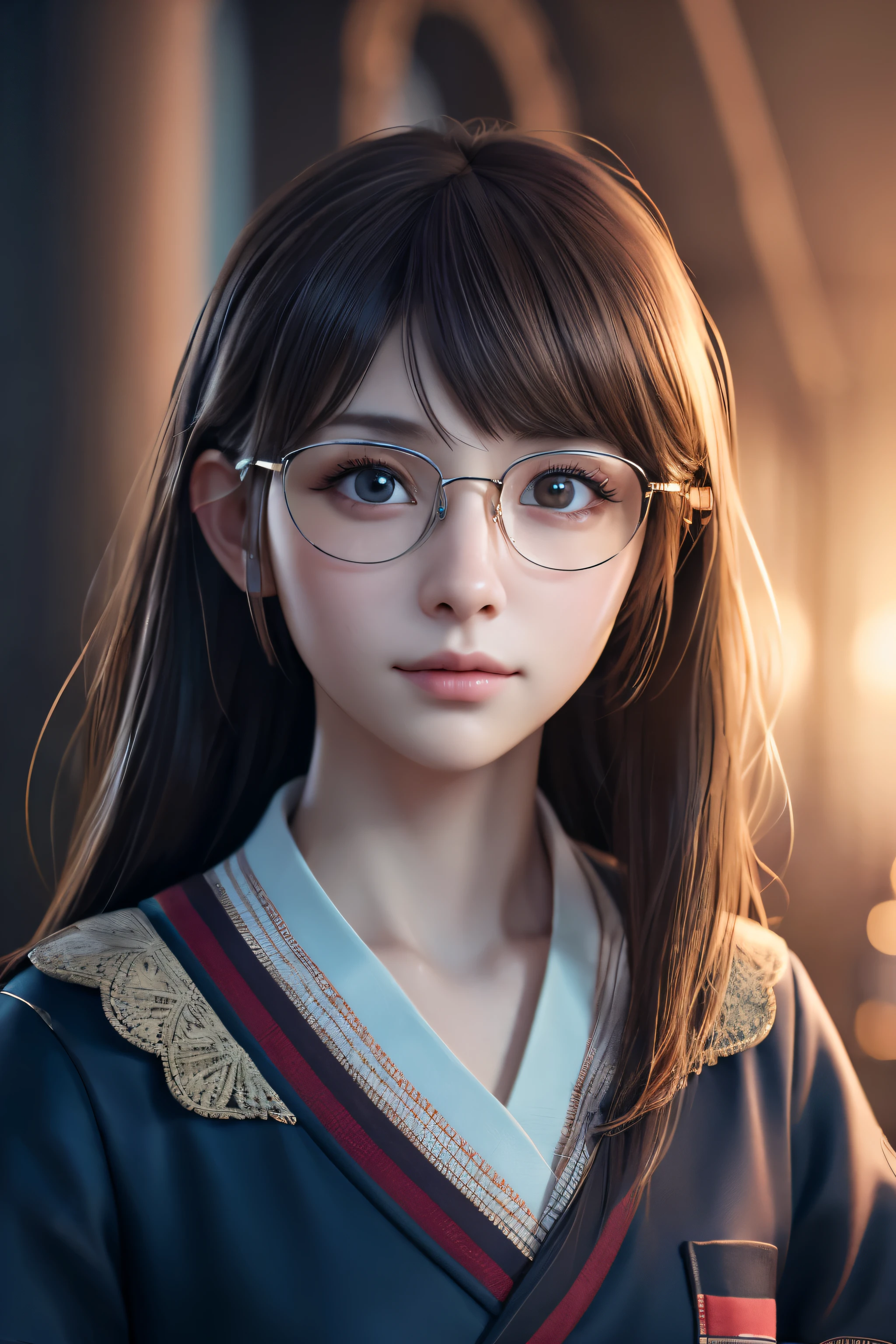 masterpiece, 最high quality, high quality, Highly detailed CG Unity 8k wallpaper,Kamakura、A cute girl of half Russian and half Japanese descent、Lloyd glasses、Listen carefully