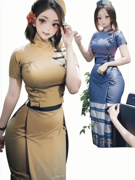 Nurse white top coat high hips, medium breasts, impressive body, long skirt, red smile, welcoming likeness, crystal clear, highest image, intricate detail work.