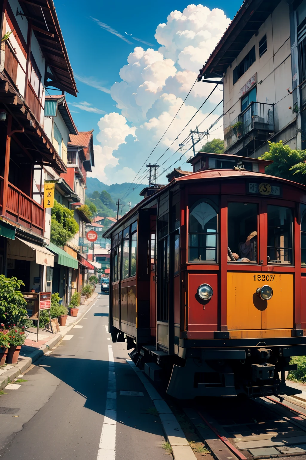 ((best quality)), ((masterpiece)), (detailed), perfect drawing, The beautiful Pulau Penang, Kedah, Malaysia, HD graphic, 4k resolution, a beautiful tourism place in Malaysia, cable car, vibrant color, colourful.