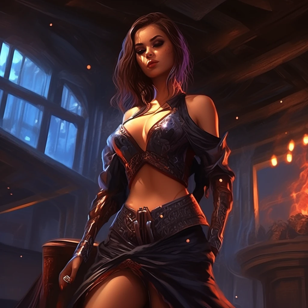 masterpiece, photo of  (1990s video game box cover art:1.3), for fantasy RPG, western, (ambiguous dark elf assassin), flat breasts, ((perfect face)), pretty eyes, (wearing tight leather assassin armor), annoyed look, ((dark skin)),  film grain,  dark fantasy_\(setting\), western RPG, Game of the year, DnD inspired, [demons|dragons] in background, grimy, foreboding atmosphere, highly detailed, intricate details, sophisticated background, (RAW), rated M, complex art, award-winning video game box art, daggerfall, art by Larry Elmore