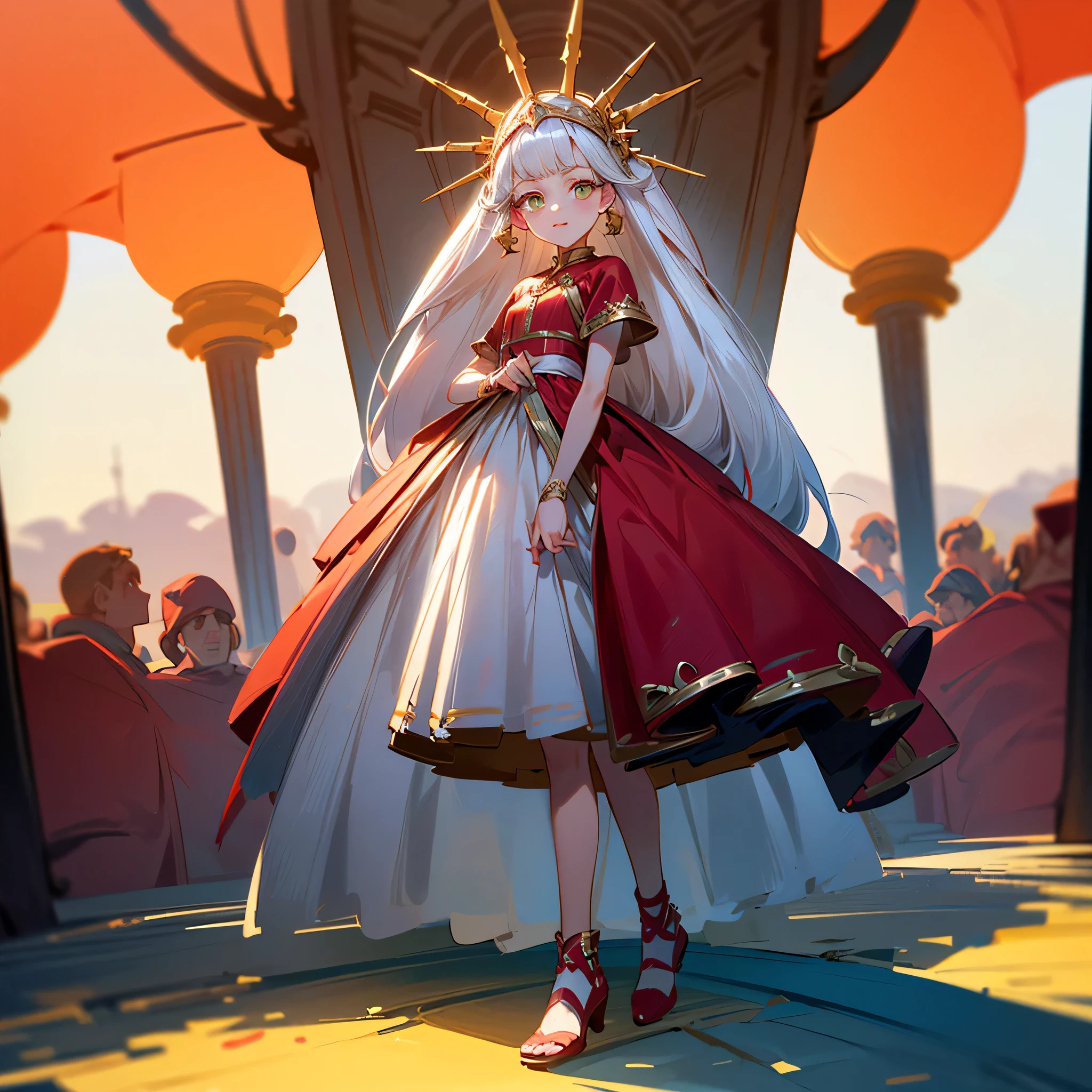 ((mejor calidad)), ((Obra maestra)), (detallado),(( cara perfecta)) ((mejor calidad)), ((Obra maestra)), (detallado), cara perfecta. young girl 14 years, , ((goddes of The sun)), red clothes, full body