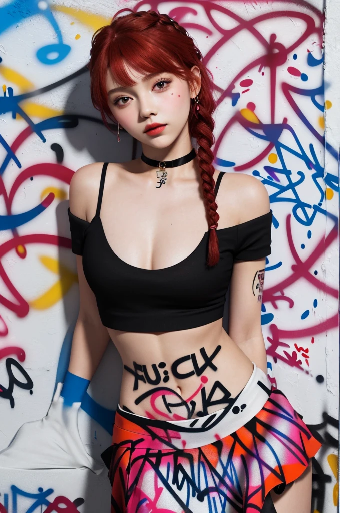 estilo arcano,
1girl, arm tattoo, asymmetrical bangs, franja, cabelo azul, pigtail, camisa marrom, tatuagem de nuvem, olhando para o espectador, rindo, louco, uncontrollable laugh, olhar louco, noite, cidade, cabelo verde, cabelo longo, midriff, olhos rosa, red-lips, camisa, solo, standingn, tatuagem, twin braids, parte superior do corpo, arcane jinx, jinx \(league of legends\)
