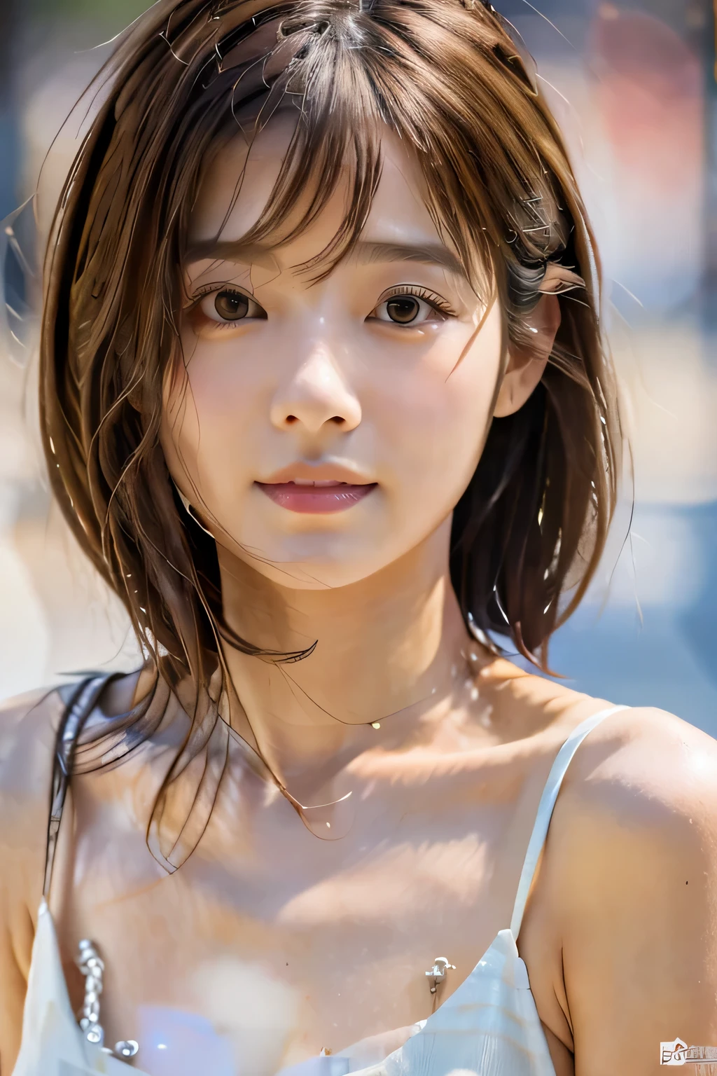 highest quality, Photorealistic, Very detailed, finely, High resolution, 8K Wallpaper, Professional, High level of detail, ((One 18 year old girl:1.2)), Slender Japanese women,cute lips, (Long eyelashes:1.2)、Detailed clavicle, Mid-chest、Perfect Face, (Cute short bob hair:1.5), Chestnut Hair、Cute face、(Lying naked on the bed:1.2)、