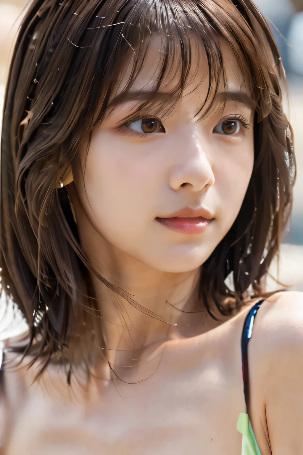 highest quality, Photorealistic, Very detailed, finely, High resolution, 8K Wallpaper, Professional, High level of detail, ((One 18 year old girl:1.2)), Slender Japanese women,cute lips, (Long eyelashes:1.2)、Detailed clavicle, Mid-chest、Perfect Face, (Cute short bob hair:1.5), Chestnut Hair、Cute face、(Lying naked on the bed:1.2)、