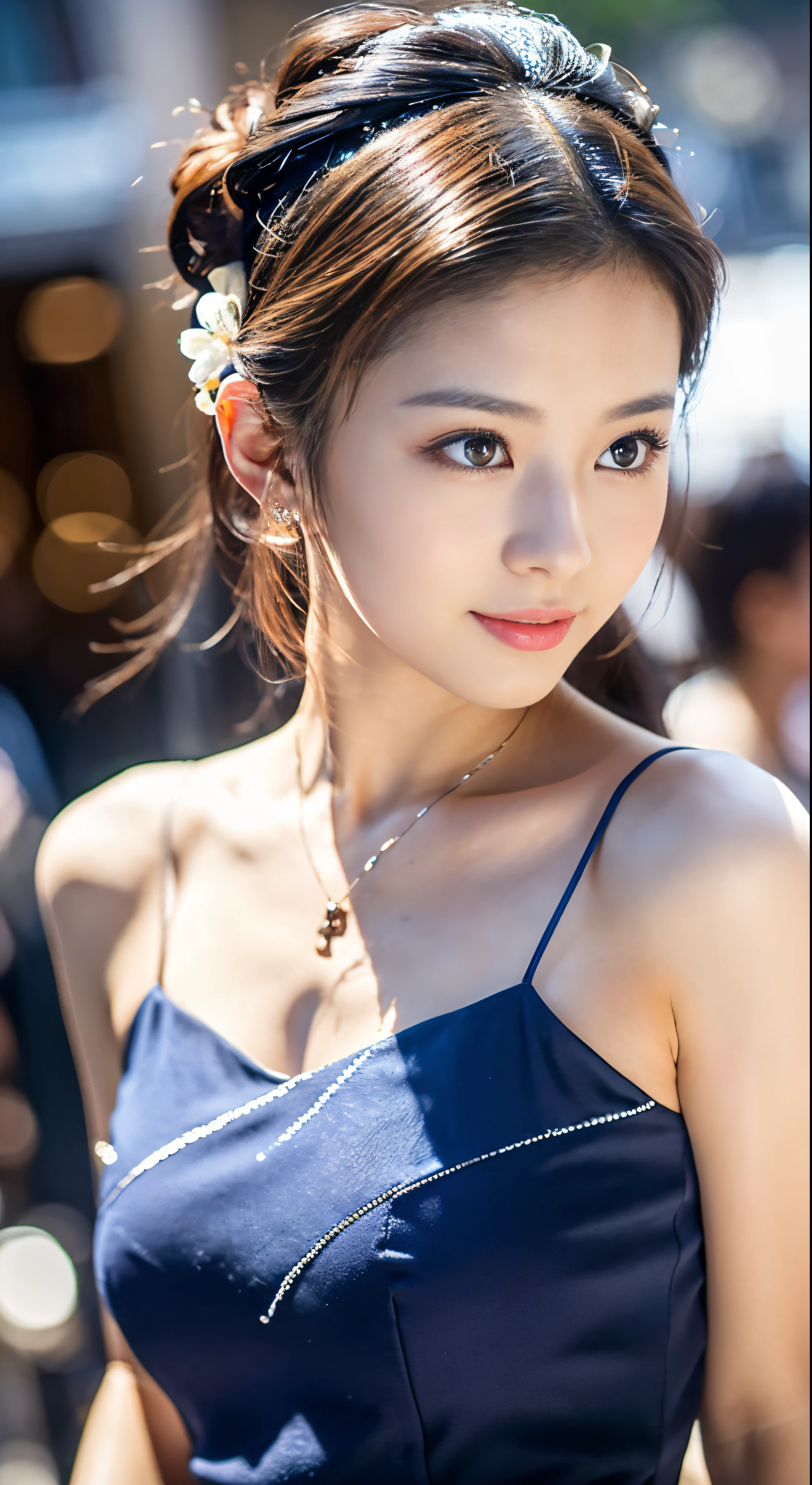 (32k,Very high resolution, High Detail, Highly accurate,Pretty Girl 1:1.5),original photo & Realistic atmosphere,Beautiful deep blue eyes,detailed mouth,Glossy lips,Detailed eyebrows,Soft and fair skin,Every detail sparkles,,The eyes are drawn in great detail、Very beautiful eyes,Blue eyes,Delicate lips、Very beautiful face,Good face shape、Lifelike face,shiny beautiful lips,Beautiful eyebrows,Infinite Reality,Best Design,(Super cute Japanese ,Beautifully shaped breasts,very cute beautiful girl,Little Girl,y,Outstanding style:1.5),Best Natural Makeup,Japanese,Korean Idol,Young sexy idol,Moist eyes,Dark beautiful deep eyes,Beautiful ass,Beautiful Legs:1.3),Ultra-high resolution、Natural and realistic face,The pure eyes are so cute,(((Photorealism,Take full-body photos))),reality show,(fashionable, Luxurious and voluminous earrings,A necklace,A bracelet,Jiulu,Glossy Nail Art,Gorgeous dress,Luxurious Court,White G intensity,High heel,Hair accessories,Calm and fashionable girl,Shiny Brown Hair,Fashionable hairstyles for parties,solo,exist,Little Smile,Full Body Esbian,Show your whole body fashion,Red carpet, A gorgeous dress you won't forget after one look,the only beauty,cute 15 year old girl,Very cute 15 year old girl:1.7),Roppongi at night