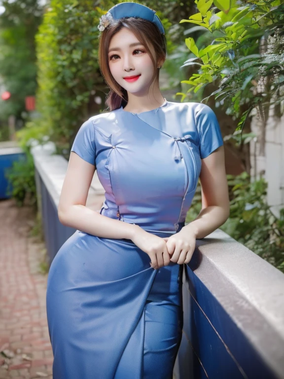 Nurse white top coat high hips, medium breasts, impressive body, long skirt, blue smile, welcoming likeness, crystal clear, highest image, intricate detail work.