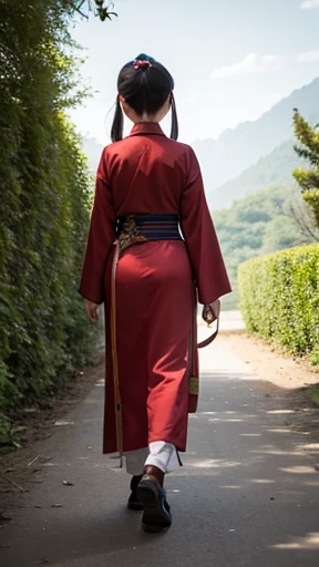 Ancient Chinese woman walking alone