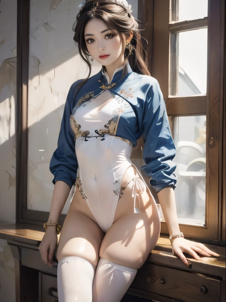 Royal sisters,Big sister type,Oriental women,Brave woman,Ruthless,,masterpiece,high resolution,,It's absolutely beautiful,,Standing,Queen temperament,Fine details,high resolution,wallpaper,1 female,solo,,Obsessed、Sexy bulge, Rich expression, Trinkets,Flutter, Hanfu,,trousers,Boots,Showing the appearance of boots,show off,Knee socks,embroidery, Natural posture,Stand up, Fanning,16K,HDR,high resolution,Depth of Field,Bokong,Prime Time,Vignette,rainbow,(Wide hips:1.4),(Thick Legs:1.4)