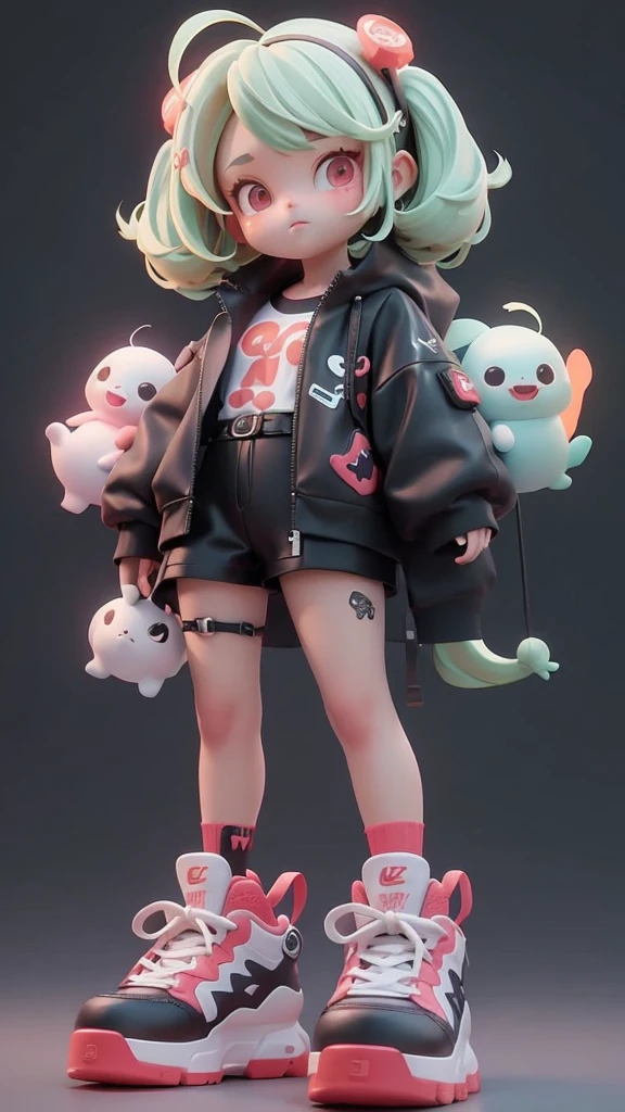 Wrapped in clear plastic, it's cute, Red Cliff, 荧光半透明运动Fashion服装, wearing nike shoes, Candy colors, Simple bright background, 3D Toys, Cyberpunk style, Cinema 4D, Octane Rendering, 3D Model, Collectible Toys,Clay people,Street style,Pixar,big shoes , Fashion, close up, Full body - AR 3:4 --q 2 50 --none 5 --none 5 --s 100 --style expression --s 2