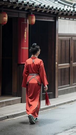 Ancient Chinese woman walking alone