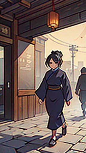 Ancient Chinese woman walking alone