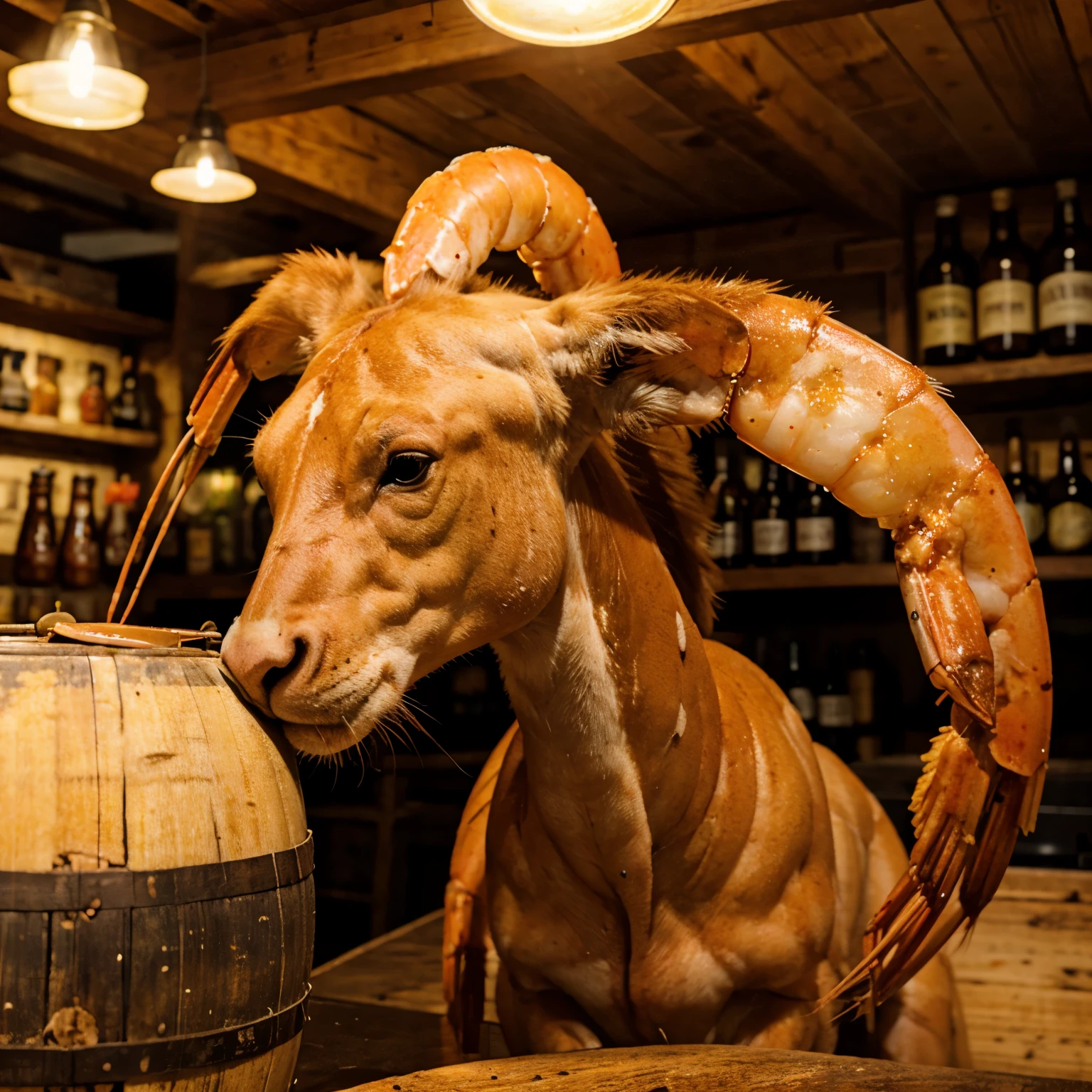 Cowboy Shrimp Drinking Beer