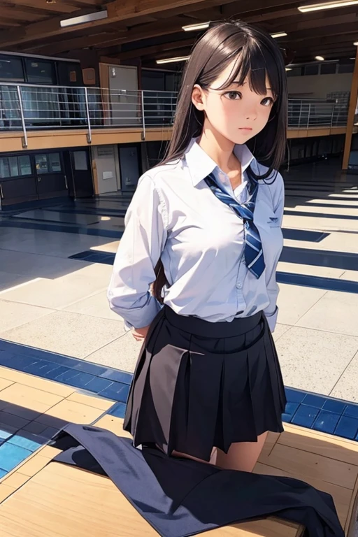 Female student bowing Standing still