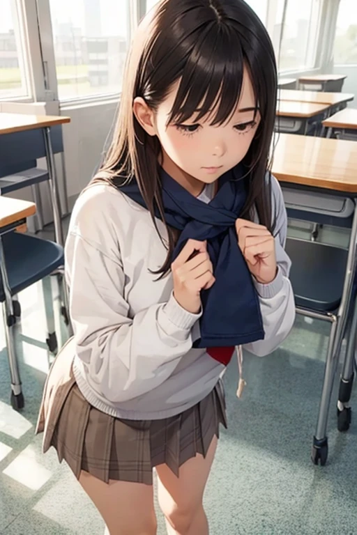 Female student bowing Standing still