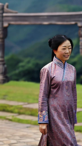 Ancient Chinese woman walking alone