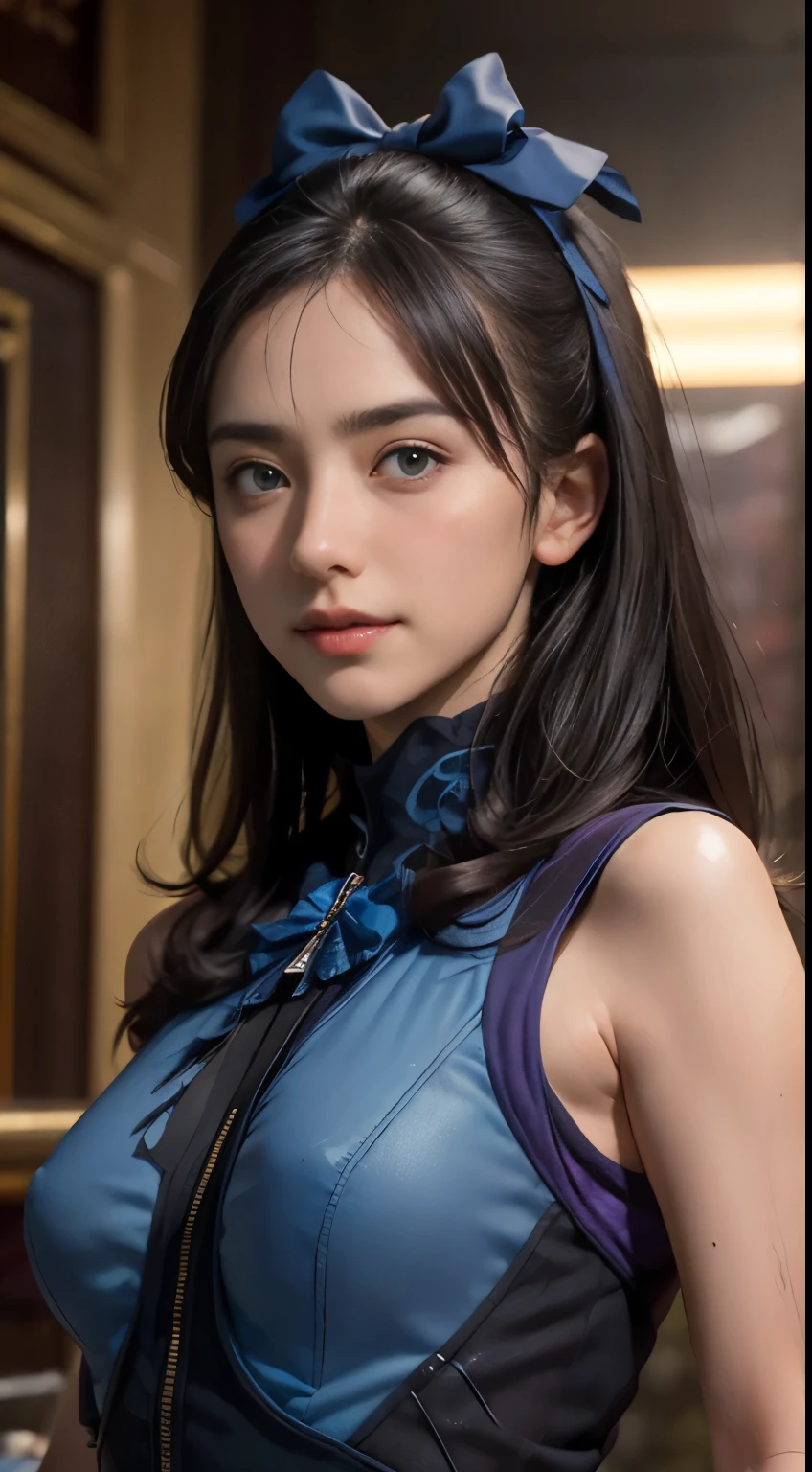 From the side, photorealistic Portraiture, Official Art, Unity 8k wallpaper, 8K Portraitures, highest quality, Very high resolution, (信じられないほどbeautiful自然の背景:1.6), girl, beautiful Italian girl., 16 yscene, (Sexy and attractive:1.1), (Rude expressions:1.6), (Small breasts with raised pink areolas,:1.6), rude, (Captivating smile:1.2), (Whole body 1.0), (Erotic gestures:1.5), (Magic Attack:1.6),(Magical effects such as glow and energy:1.5), (Electric shock from the hand:1.1), (beautifulフラクタルや大理石のデザインが施された、Blue bodysuit with detailed details..:1.5), (beautiful and delicate pomegranate, Topaz, Emerald and Sapphire Jewelry:1.45), beautiful sensual face, Portraiture, (Thick eyebrows:1.2), (Big purple eyes..:1.2), beautiful eyes with delicate symmetry.., (Very fine eye:1.4), (High resolution eyes:1.1), Intimate Face, (Highly detailed skin texture:1.4), White skin, 青White skin, Perfect Anatomy, thin, (beautiful toned body:1.1), Hair Bow, (Moisturized Skin:1.1), Sweaty, No makeup, Bear, Excellent anatomy, Face Focus, Good Coin, (Emilia Clarke:0.6) (Emma Watson:0.3),(Jennifer Connelly:0.4), (Facial hypertrophy:1.5), Elegant face, I hope it goes well, sweet, Sci-fi Cyberpunk, (緻密でbeautifulデザインの手袋..:1.2), Blurred Background, Blurred foreground, The depth of the written world, (Motion Blur:1.1), Complex and colorful biomechanical bodysuit, Tangled, Mandala, Intertwined, (Small breasts:1.2), Translucent chest, (beautiful :1.2), (NSTDA.:1.2), Big Hips, prattle, Juice stains, Bust Grip