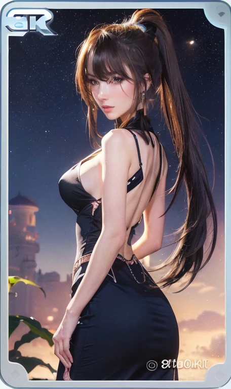 Close-up of a woman in a black dress taking a photo, seductive Tifa lockhart portrait, Tifa lockhart, Tifa, Tifa lockheart, Tifa lockhart portrait, glamorous Tifa lockheart, Trending on cgstation, Up to the model | ArtJam, by Shimo, by ヤン・J, portrait of Tifa lockhart