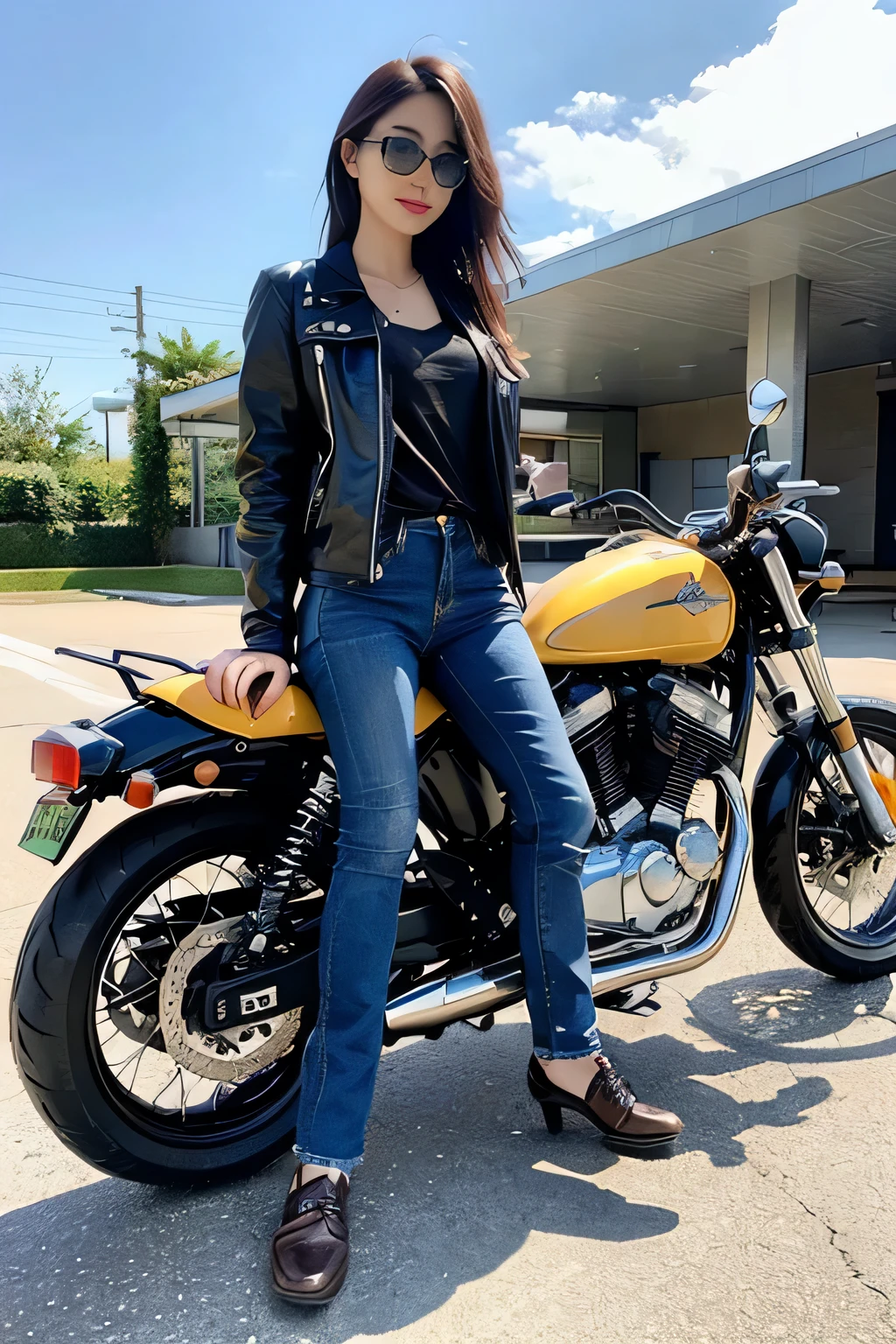 masterpiece、motorcycle、rider woman、Cool model、