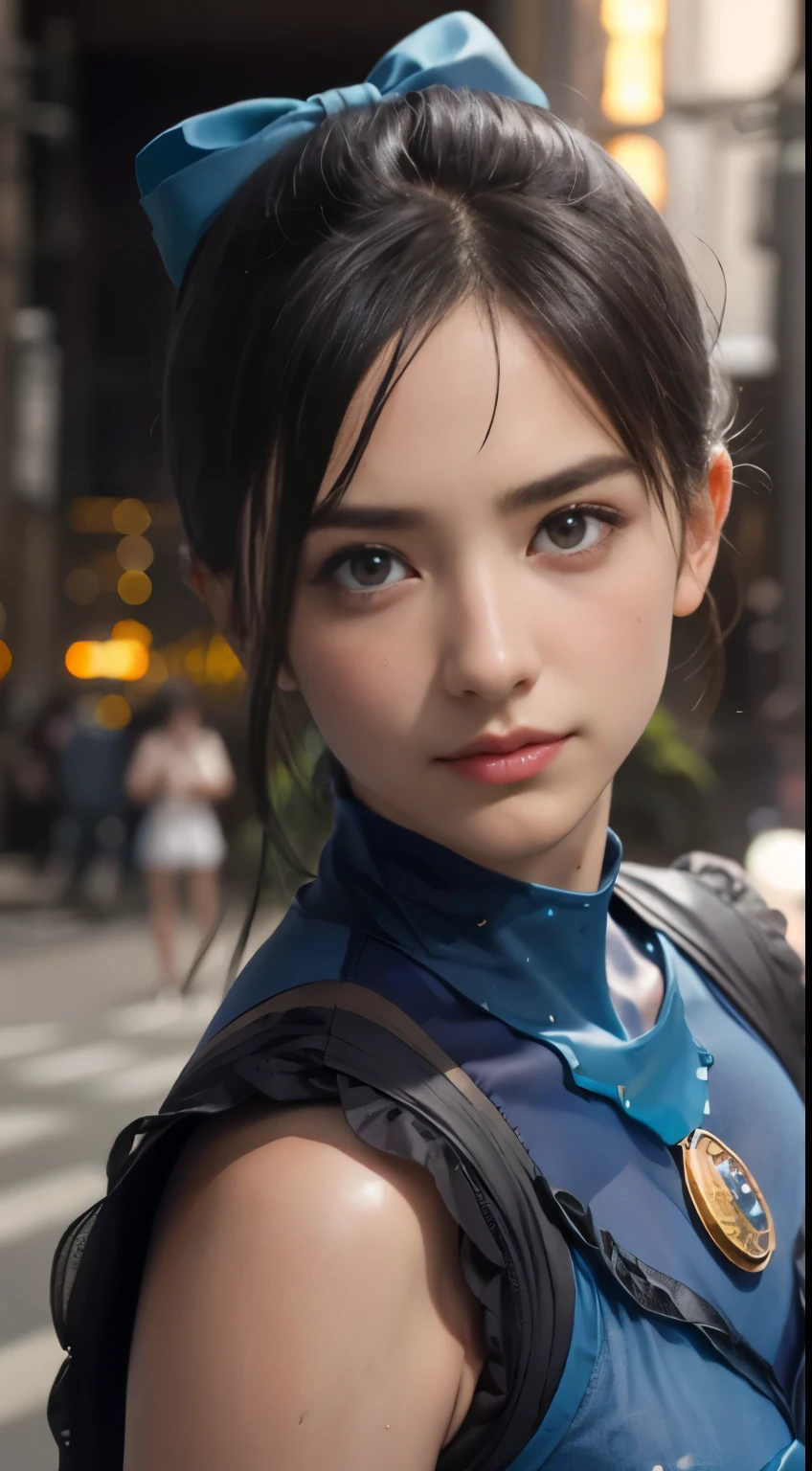 From the side, photorealistic Portraiture, Official Art, Unity 8k wallpaper, 8K Portraitures, highest quality, Very high resolution, (信じられないほどbeautiful自然の背景:1.6), girl, beautiful Italian girl., 16 yscene, (Sexy and attractive:1.1), (Rude expressions:1.6), (Small breasts with raised pink areolas,:1.6), rude, (Captivating smile:1.2), (Whole body 1.0), (Erotic gestures:1.5), (Magic Attack:1.6),(Magical effects such as glow and energy:1.5), (Electric shock from the hand:1.1), (beautifulフラクタルや大理石のデザインが施された、Blue bodysuit with detailed details..:1.5), (beautiful and delicate pomegranate, Topaz, Emerald and Sapphire Jewelry:1.45), beautiful sensual face, Portraiture, (Thick eyebrows:1.2), (Big purple eyes..:1.2), beautiful eyes with delicate symmetry.., (Very fine eye:1.4), (High resolution eyes:1.1), Intimate Face, (Highly detailed skin texture:1.4), White skin, 青White skin, Perfect Anatomy, thin, (beautiful toned body:1.1), Hair Bow, (Moisturized Skin:1.1), Sweaty, No makeup, Bear, Excellent anatomy, Face Focus, Good Coin, (Emilia Clarke:0.6) (Emma Watson:0.3),(Jennifer Connelly:0.4), (Facial hypertrophy:1.5), Elegant face, I hope it goes well, sweet, Sci-fi Cyberpunk, (緻密でbeautifulデザインの手袋..:1.2), Blurred Background, Blurred foreground, The depth of the written world, (Motion Blur:1.1), Complex and colorful biomechanical bodysuit, Tangled, Mandala, Intertwined, (Small breasts:1.2), Translucent chest, (beautiful :1.2), (NSTDA.:1.2), Big Hips, prattle, Juice stains, Bust Grip