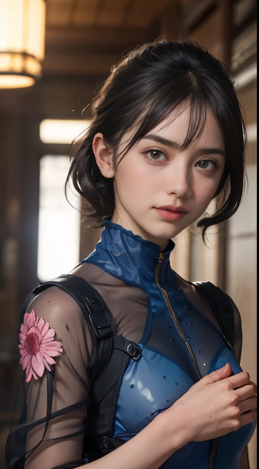 (8K、RAW shooting、highest quality、masterpiece:1.2)、Super detailed、super resolution、(genuine、genuine:1.37)、portrait、High-definition RAW color photo、professional photography、highly detailed face、 highly detailed body、 perfect anatomy、detailed background、(((1人の大人のwoman)))、30歳のwoman、pretty girl、genuineな体つき、small、white skin、glowing skin、because I'thin、black hair、((medium hair))、(neat bangs: 1.4)、cute face、genuine-looking face、delicate eyes、droopy eyes、((jungle))、((囚われたwoman))、(((ninja)))、(((Kunoichi's appearance)))、(((女のninja)))、(((woman'chest exposed.)))、((woman with legs wide open))、((standing posture))、((rope tied her body))、((restraint))、earrings、necklace、bracelet、((torn clothing:1.5))、((face turned to the side))、((目を閉じて大声であくびをするwoman))、contrapo、dynamic lighting、((firm D cup))、((cleavage))、((big breasts))、((look behind you))、((expression of agony))、
