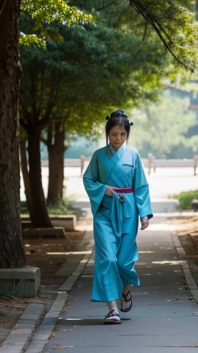Ancient Chinese woman walking alone