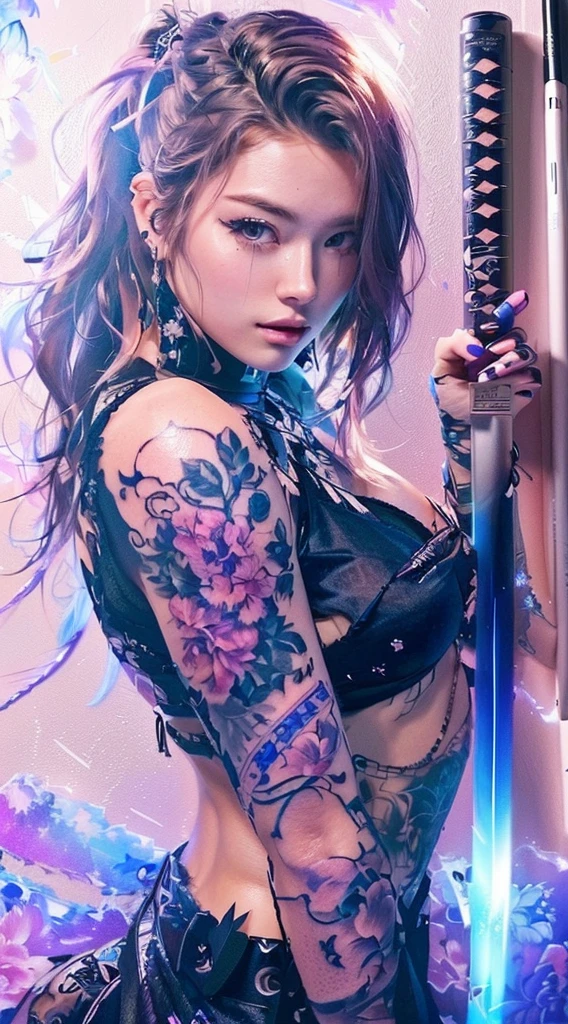 have a sword、Drawing of a woman with tattoos on her arm, 8k high quality detailed art, Lost Draw 1. 0, :: Lost Draw, Alena Aenami and Artgerm, Enchanting anime girl, Beautiful digital art, Detailed digital anime art, lois van Lost Draw, inspired by Lost Draw, Gweiz style artwork