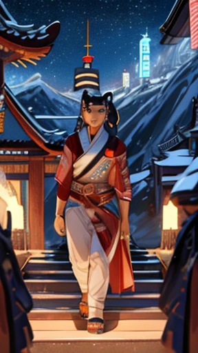 Ancient Chinese woman walking alone