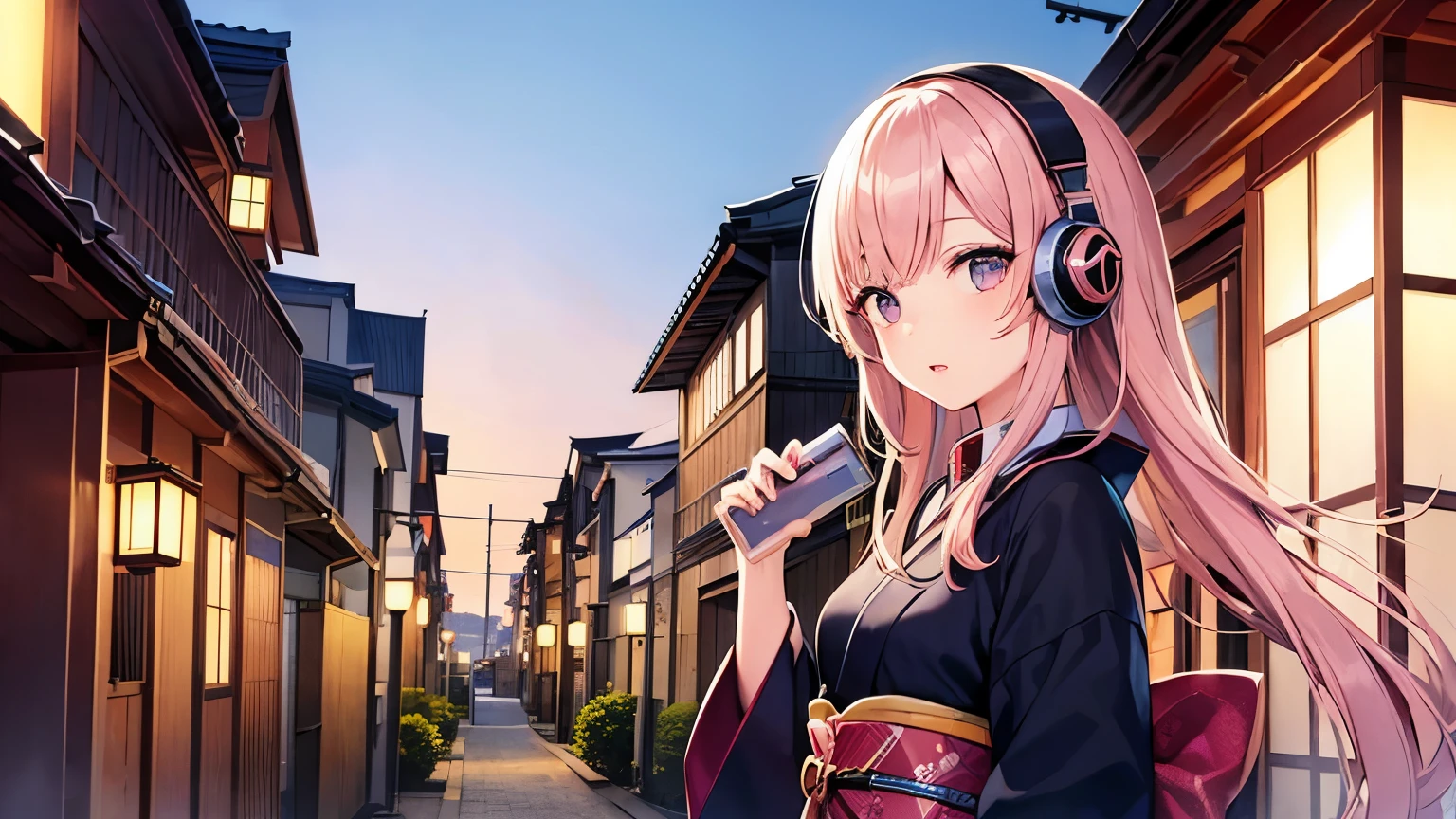 Girl、Japan、Japanの街並み、music、headphone