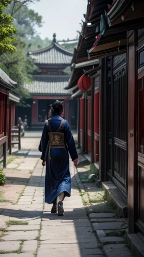Ancient Chinese woman walking alone