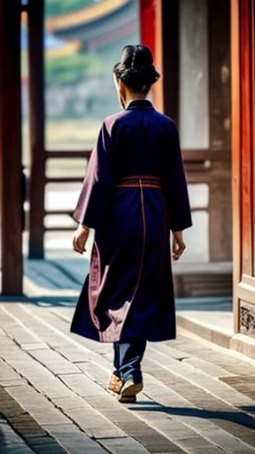 Ancient Chinese woman walking alone