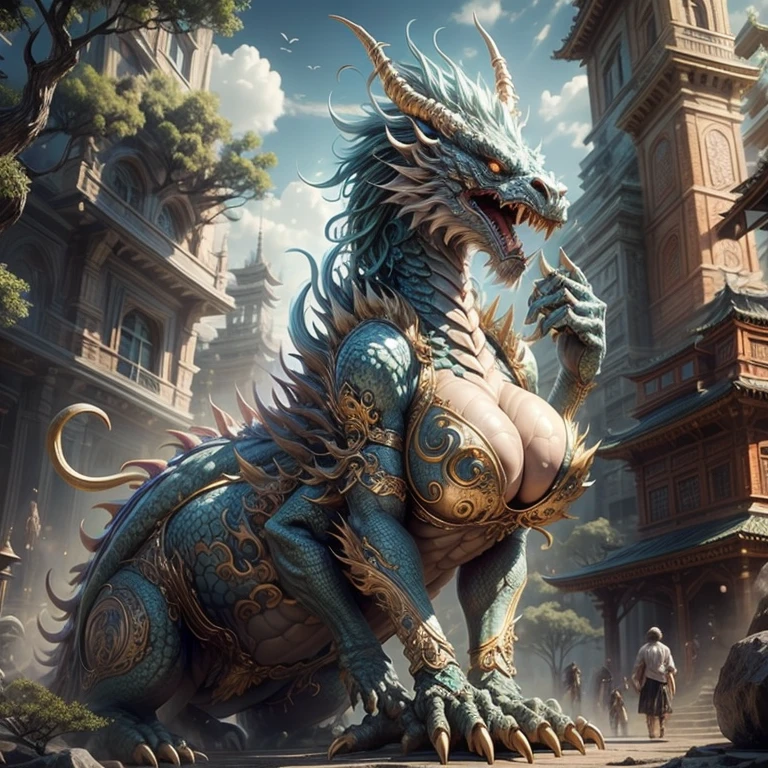 The best quality at its best，masterpiece，Ultra-high resolution，1（length：1.2），（finely：1.2），tortoise，Turtle shell dragon head monster，There is tortoiseshell on the back，Chinese Idol，ancient divine beast，（The texture is very realistic：1.2），（Shining colorful turtle shell：1.3），（Actual details：1.2），（[Street|side]：1.1），High Dynamic Range，fighting beauty、Camel Toe、Giant tit、Nipple Puffs、Cleavage、Plump、Super big breasts、Super big butt、Giant Chimera Monster