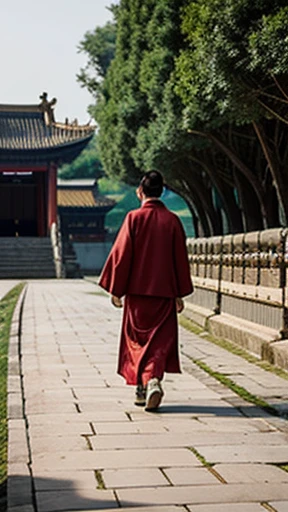 Ancient Chinese woman walking alone